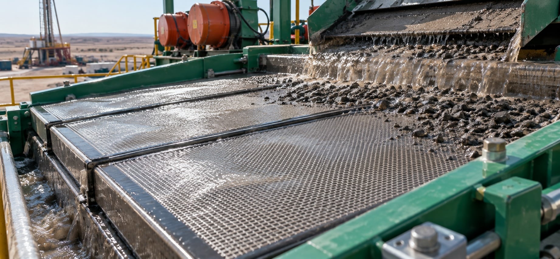 Shale shaker screen panels installed for drilling fluid separation