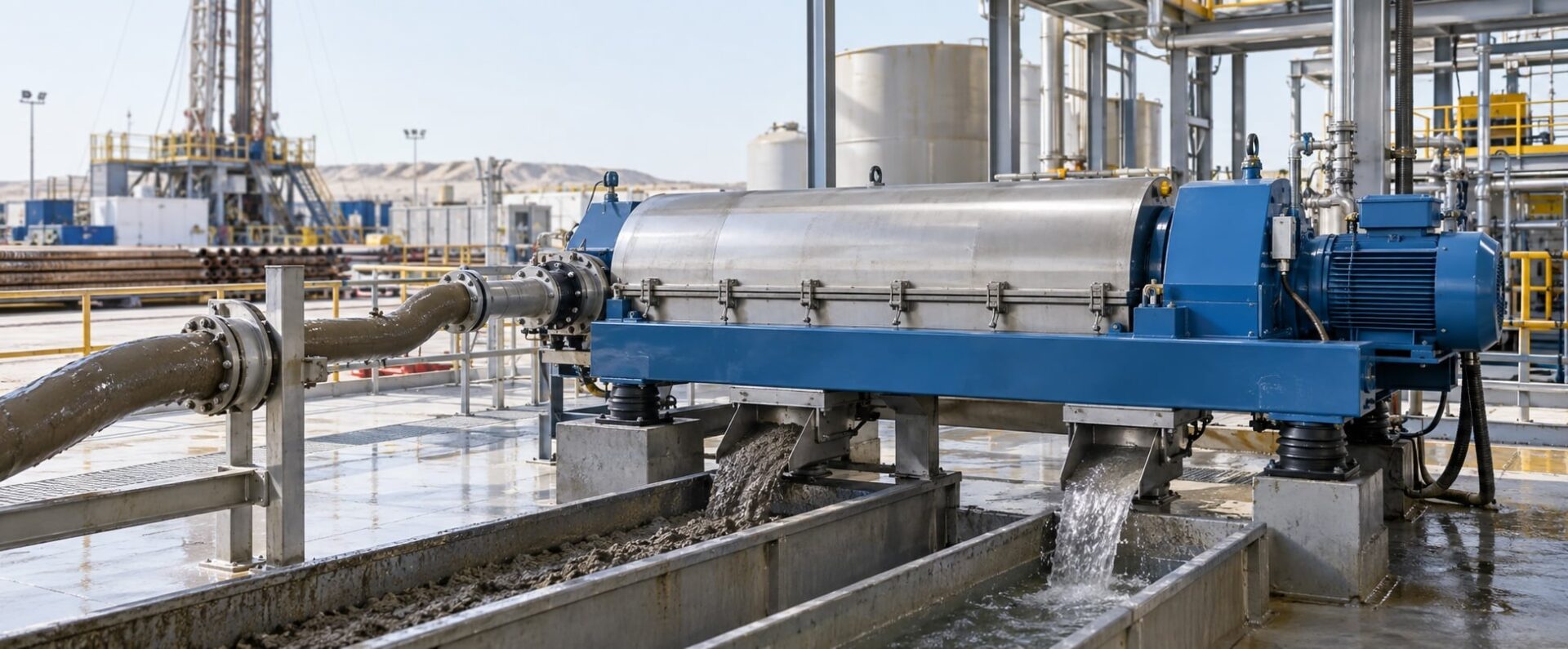 Decanter centrifuge processing drilling fluid in a solids control system